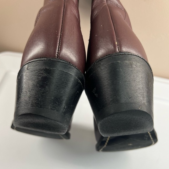 Long Haul Brown Inside Zip Western Leather Embroidered Short Boots Men's 8.5 - Picture 13 of 15